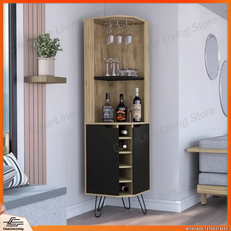 Home Bar Shelves - Mobile Bar Angolare con 6 Portabottiglie