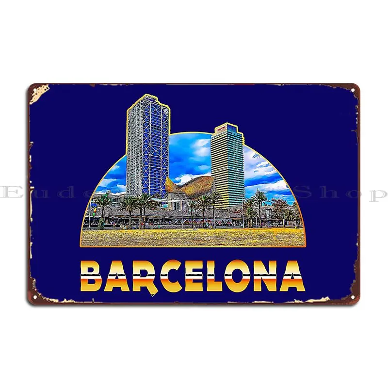 Home Barcelona - Insegna in metallo con stampa di