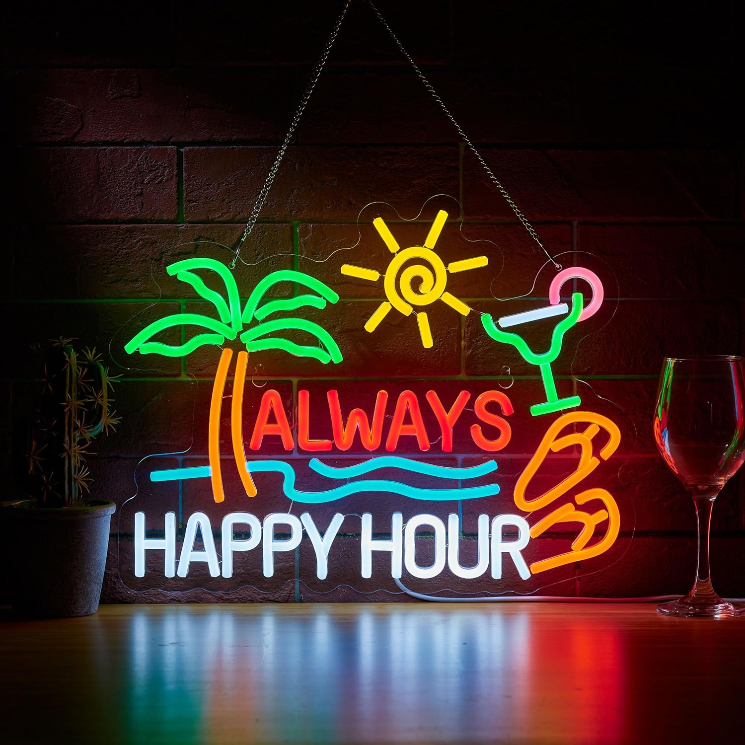 Home Bar Signs - Insegna al Neon 'Always Happy Hour'