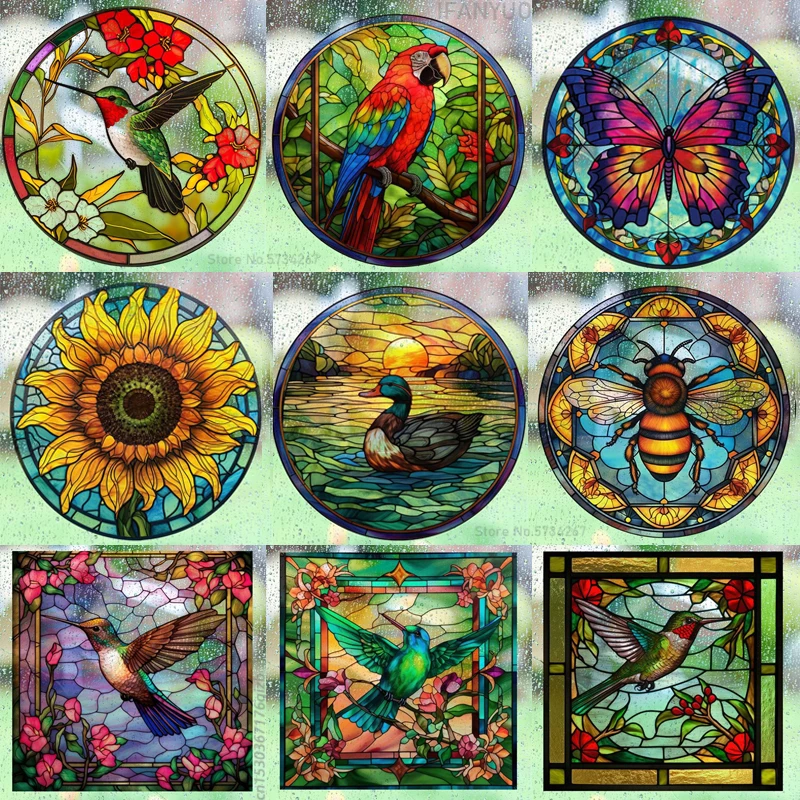 Old Fashioned Glass - Retro colorato colorato colibrì farfalla fiore