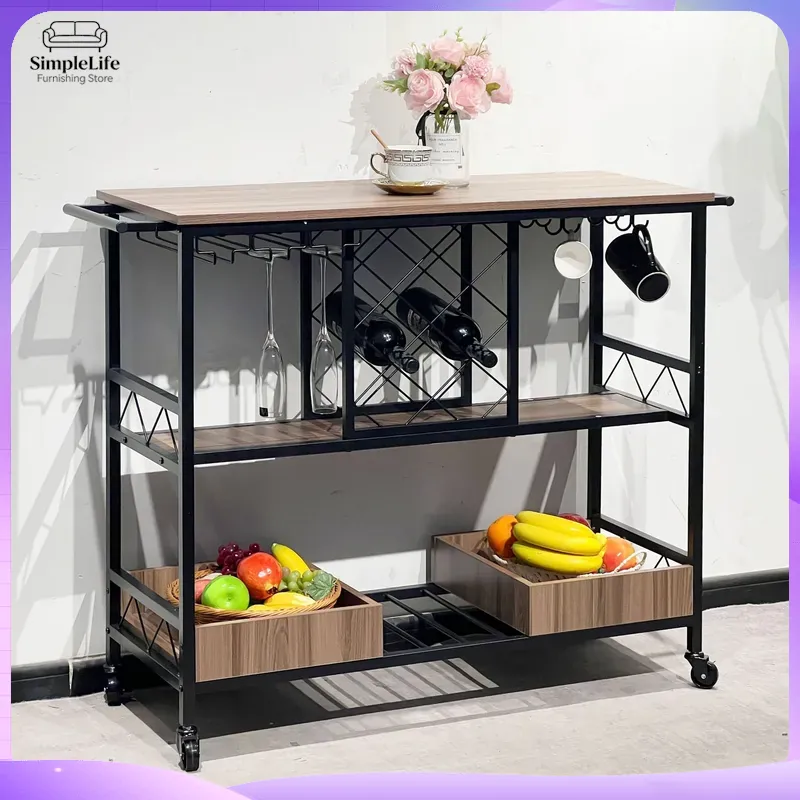Home Bar Shelves - Carrello da Cucina Multifunzionale con Ripiani