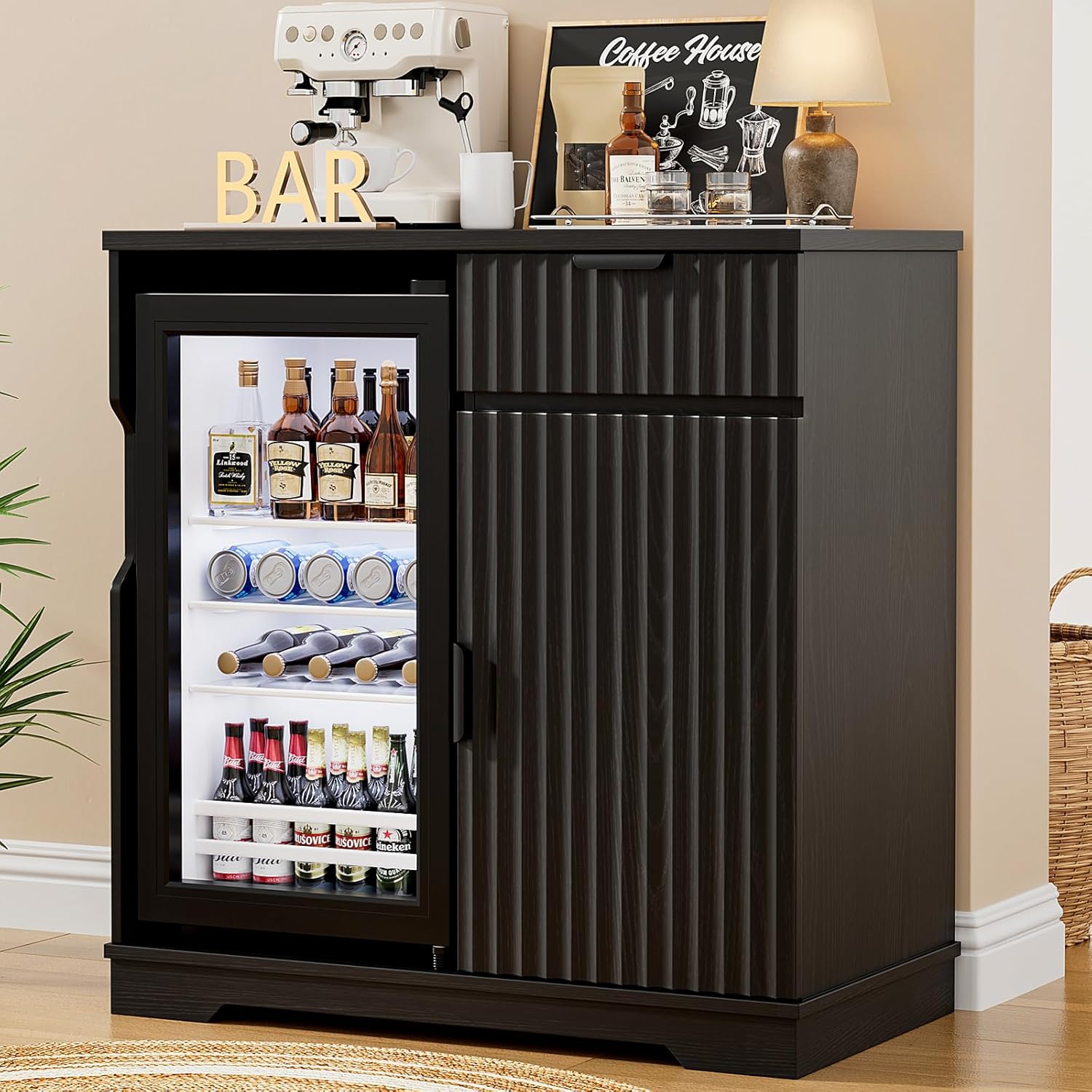 Home Bar And Fridge - Mobile Bar per Caffè Scanalato con