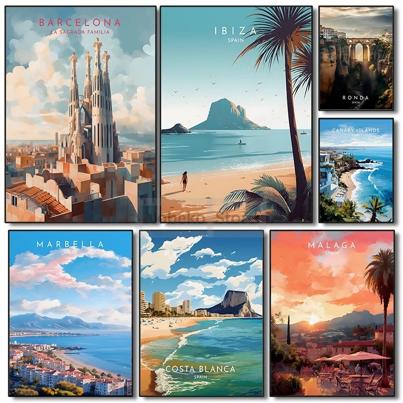 Home Barcelona - Spagna Viaggio Poster Barcellona Malaga Ibiza