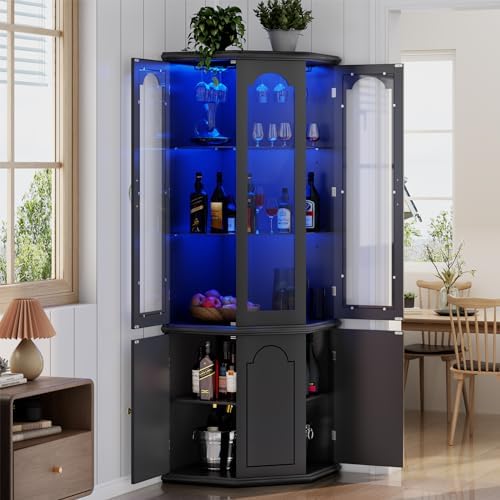 Home Bar Shelves - Mobile Bar Angolare con Luci LED,