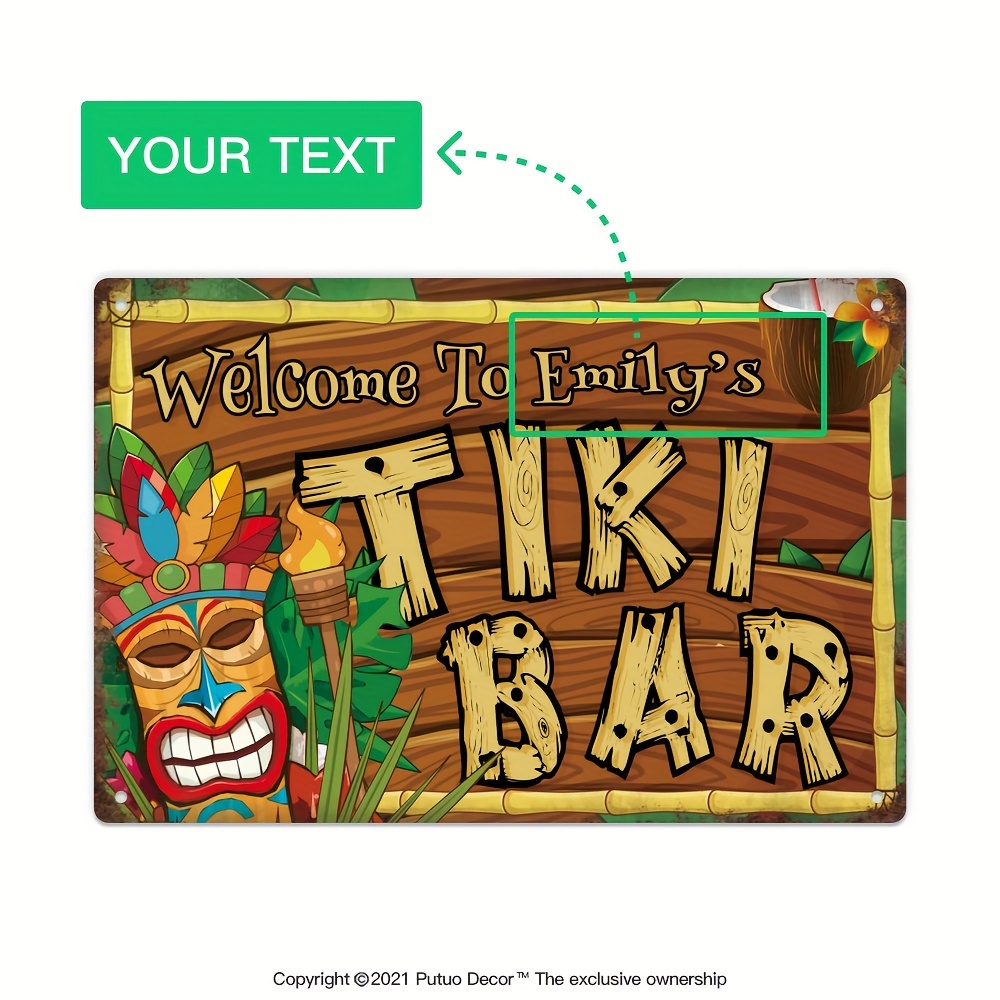 Home Bar Signs - Insegna Personalizzata per Tiki Bar, Nome