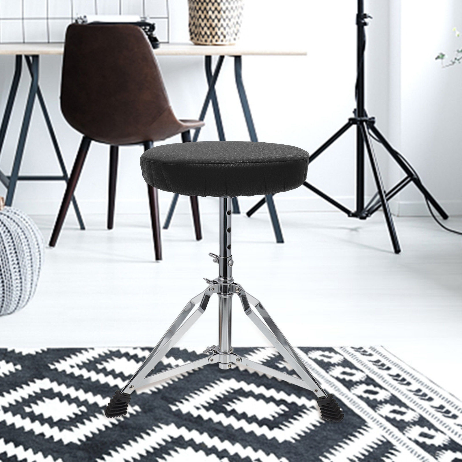 Home Bar Stools - Copertura Elastica Spessa Nera Rotonda per