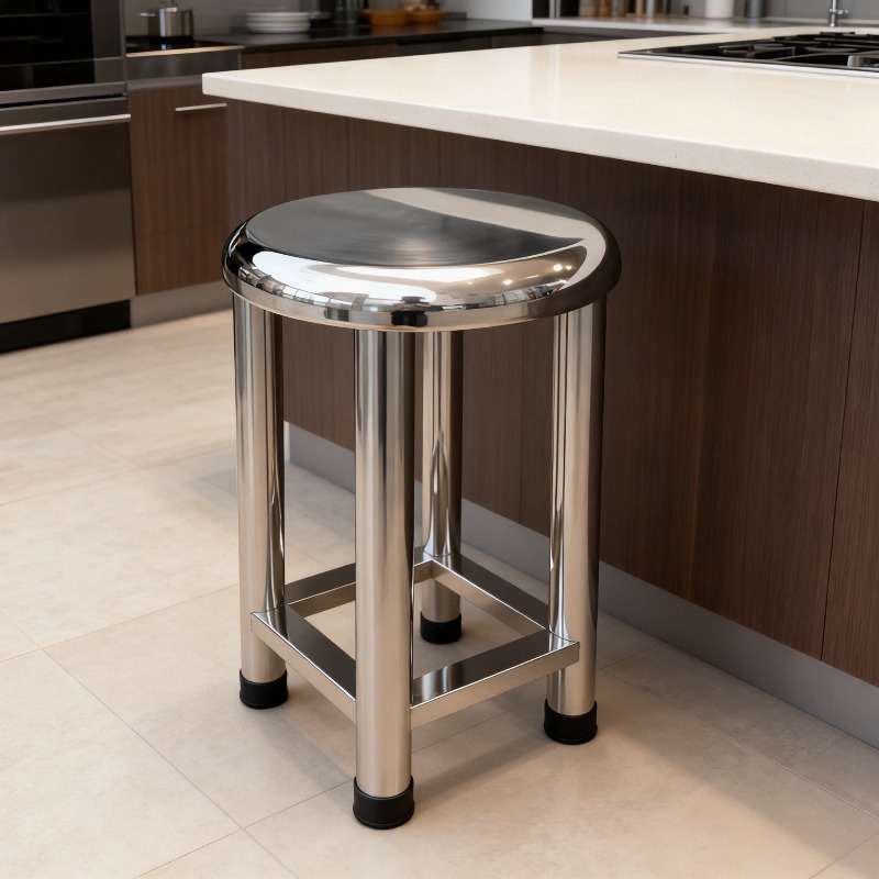 Home Bar Stools - Sgabello Rotondo in Acciaio Inox 304,