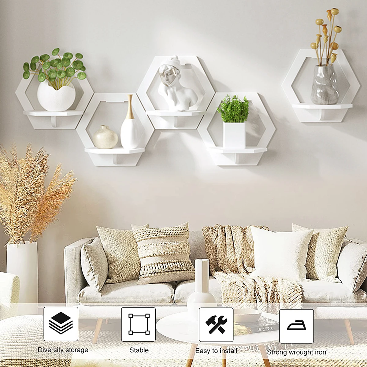 3 pezzi mensola a muro esagona - Home Bar Shelves recensione e prezzo
