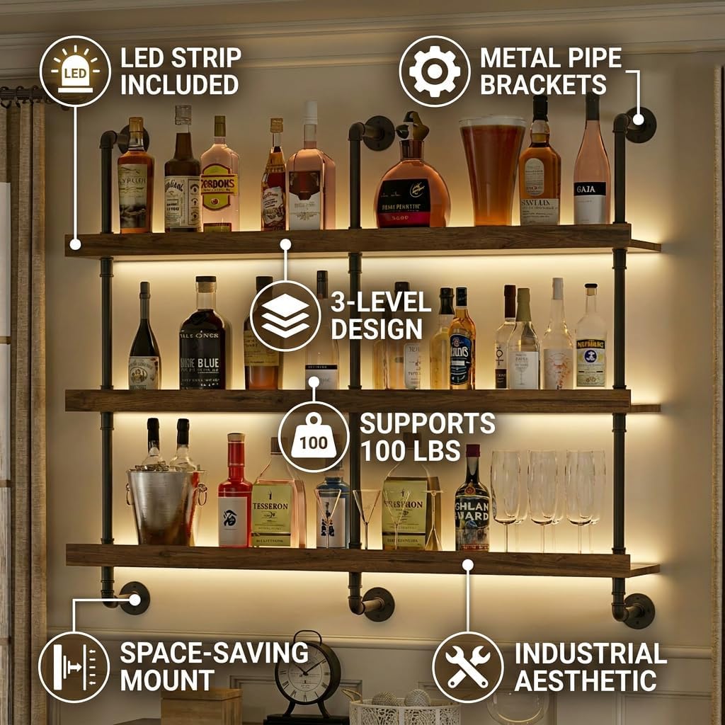 Portabottiglie da parete con l - Home Bar Shelves recensione e prezzo