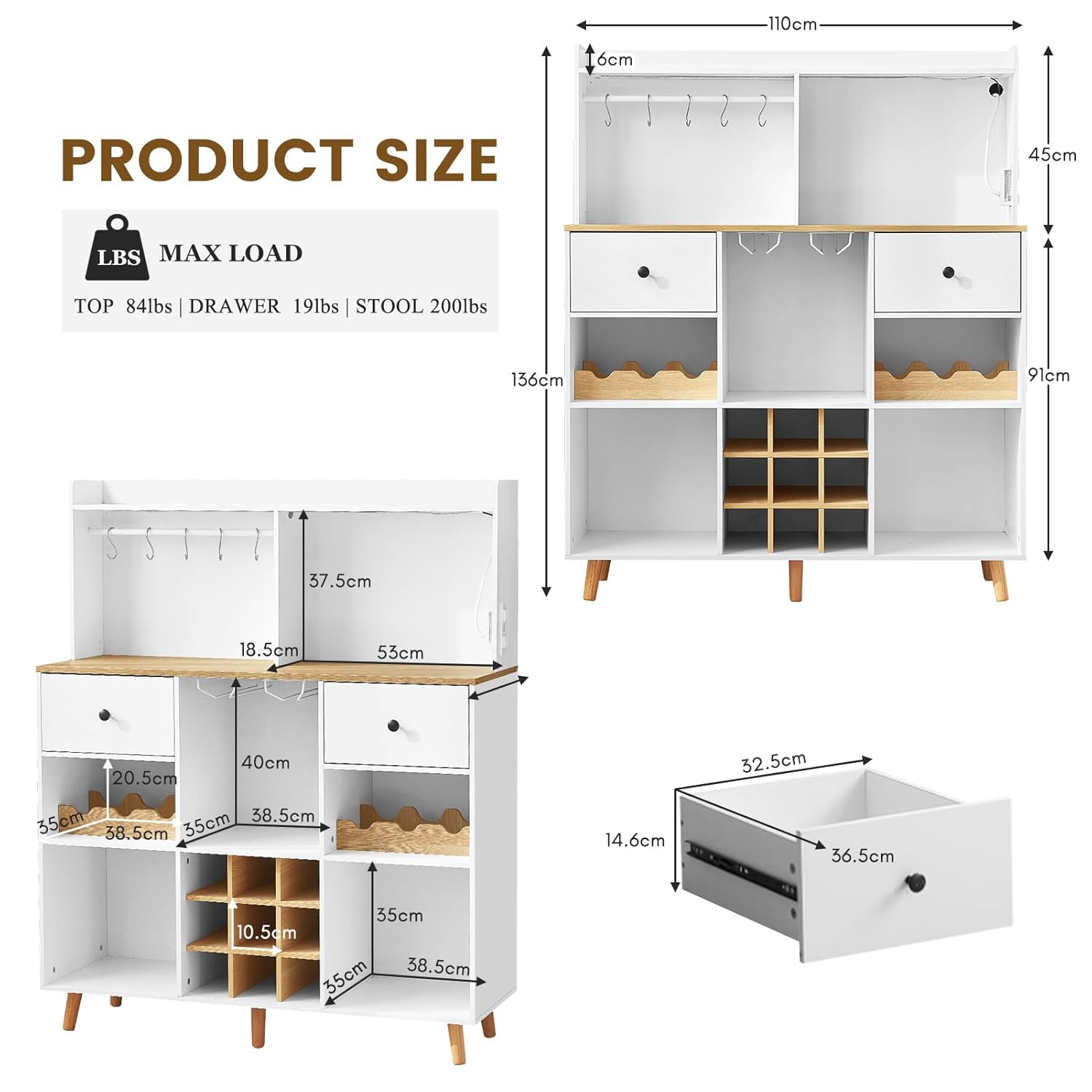 Mobile Bar con Presa di Corren - Home Bar Shelves recensione e prezzo